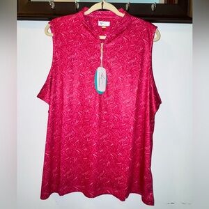 NWT Greg Norman Women’s Fuchsia Patterned Sleeveless Golf Polo Size XXL